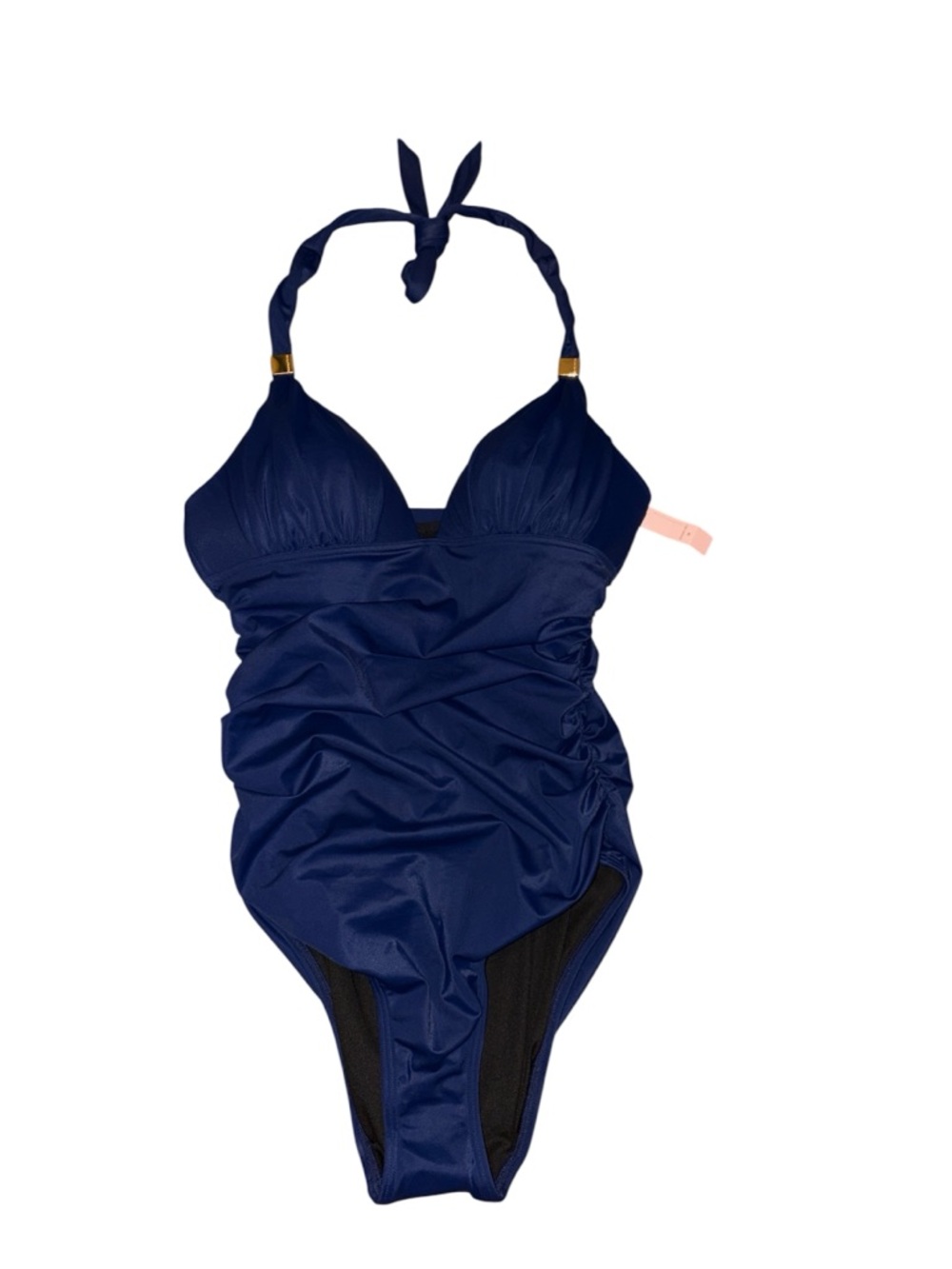 Victoria's Secret Forever one-piece Navy Blue Halter Ruched Swimsuit medium NEW